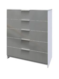 SWIFT Adair Ready Assembled 5 Drawer Chest -FurniHaven Shop VNOGE SQ3 0000000563 GREY GLOSS SLa