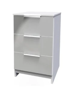 SWIFT Adair Ready Assembled 3 Drawer Bedside Cabinet 8 SWIFT Adair Ready Assembled 3 Drawer Bedside Cabinet -FurniHaven Shop VNOGJ SQ3 0000000563 GREY GLOSS SLa