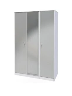 SWIFT Verity Part Assembled 3 Door Mirrored Wardrobe -FurniHaven Shop VNOGQ SQ3 0000000563 GREY GLOSS SLa