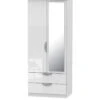 SWIFT Alva Ready Assembled 2 Door, 2 Drawer Gloss Mirrored Wardrobe - White -FurniHaven Shop VNOGZ SQ2 0000000559 WHITE GLOSS SLf