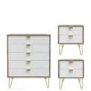 SWIFT Andie Ready Assembled Bedroom Package 1 (2 X 2 Drawer Bedside, 5 Drawer Chest) -FurniHaven Shop VNOH4 SQ2 0000000013 WHITE SLf