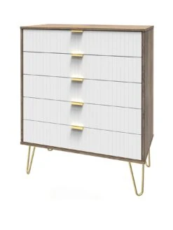 SWIFT Andie Ready Assembled Bedroom Package 1 (2 X 2 Drawer Bedside, 5 Drawer Chest) -FurniHaven Shop VNOH4 SQ3 0000000013 WHITE SLa