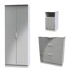 SWIFT Adair Ready Assembled 3 Piece Set - Bedside, Chest Of Drawers & Wardrobe -FurniHaven Shop VNOIB SQ2 0000000563 GREY GLOSS SLf