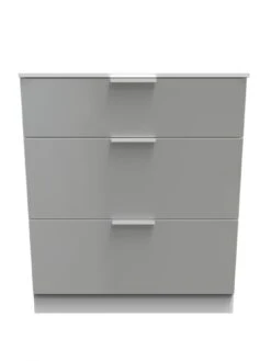 SWIFT Adair Ready Assembled 3 Piece Set - Bedside, Chest Of Drawers & Wardrobe -FurniHaven Shop VNOIB SQ6 0000000563 GREY GLOSS SLd2