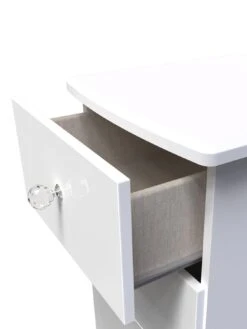 SWIFT Lumiere Ready Assembled 3 Drawer Bedside Cabinet With Led Lights -FurniHaven Shop VNOID SQ5 0000000559 WHITE GLOSS SLd1
