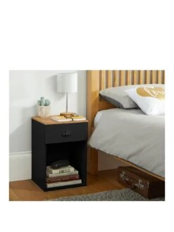 Lloyd Pascal Henley 1 Draw Bedside With Cup Handles -FurniHaven Shop VNOJM SQ2 0000000540 BLACK OAK SLf