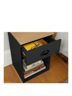 Lloyd Pascal Henley 1 Draw Bedside With Cup Handles -FurniHaven Shop VNOJM SQ3 0000000540 BLACK OAK SLa