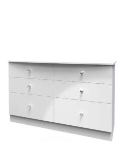 SWIFT Lumiere Ready Assembled 6 Drawer Wide Chest With Led Lights -FurniHaven Shop VNOJQ SQ3 0000000559 WHITE GLOSS SLa