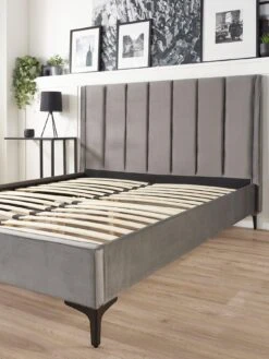 Aspire Phoebe Footend Velvet Double Bed -FurniHaven Shop VPD7J SQ5 0000000005 GREY SLd1