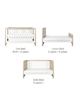 Tutti Bambini Modena 2 Piece Furniture Set - White/Oak (Cot Bed, Sprung Mattresss And Chest Changer) -FurniHaven Shop VQ2VC SQ4 0000000010 WHITE OAK SLd