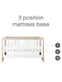 Tutti Bambini Modena 2 Piece Furniture Set - White/Oak (Cot Bed, Sprung Mattresss And Chest Changer) -FurniHaven Shop VQ2VC SQ5 0000000010 WHITE OAK SLd1
