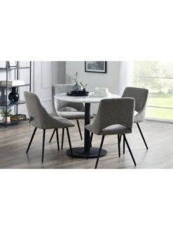 Julian Bowen Iris Set Of 2 Boucle Dining Chairs -FurniHaven Shop VRRLB SQ6 0000000005 GREY SLd2