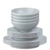 Denby Porcelain Arc 12-Piece Tableware Set In Grey -FurniHaven Shop VS57O SQ1 0000000088 NO COLOR SLf