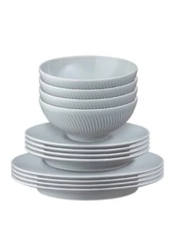 Denby Porcelain Arc 12-Piece Tableware Set In Grey